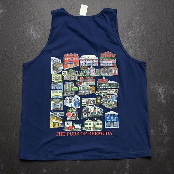 Fruit Of The Loom Vintage Pubs Of Bermuda Navy Tank Top Men's NWT Size XL - Picture 1 of 8